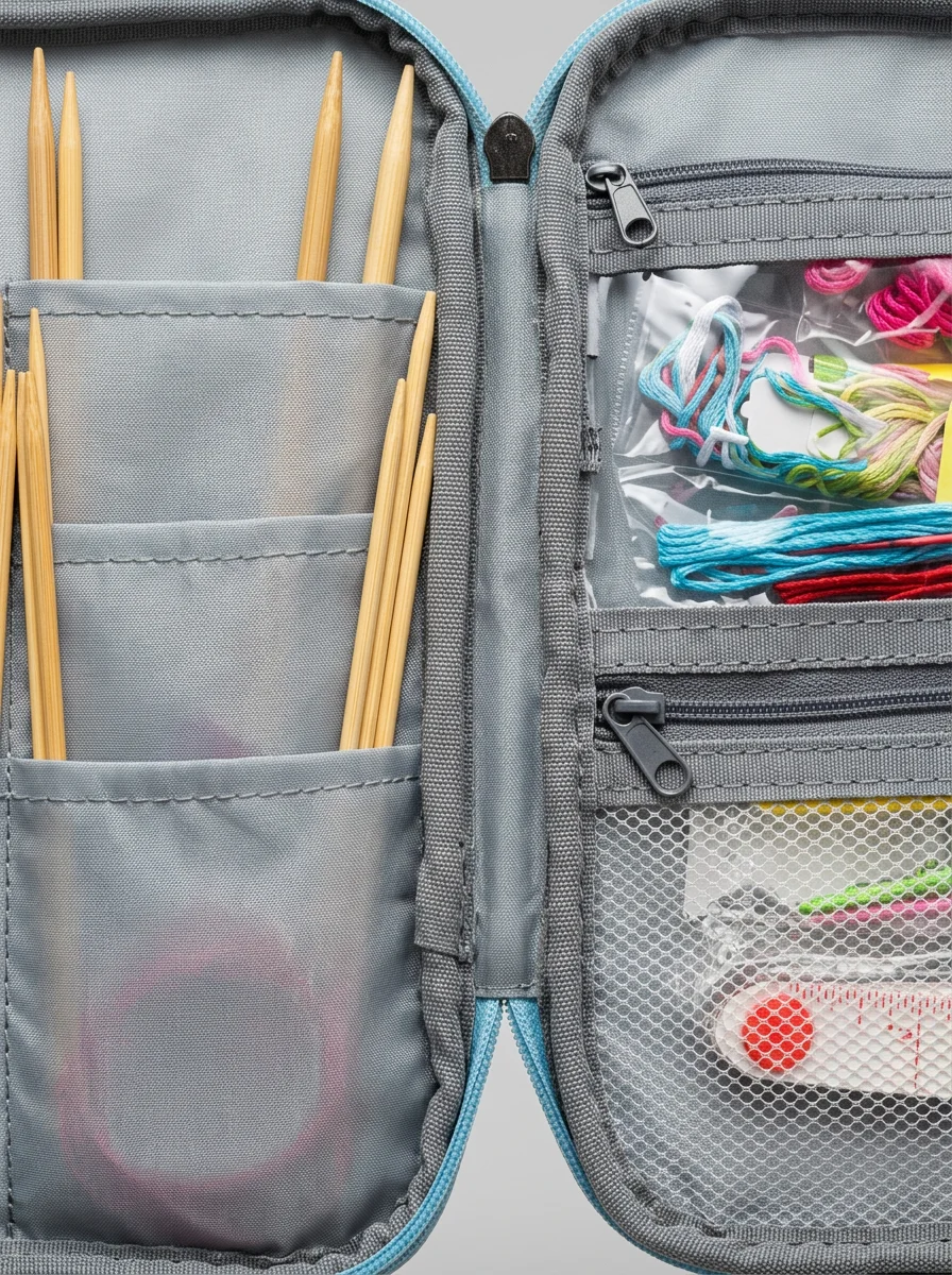 Sac à tricot double compartiment spécial aiguilles circulaires - Vue 7 - Sac à tricot