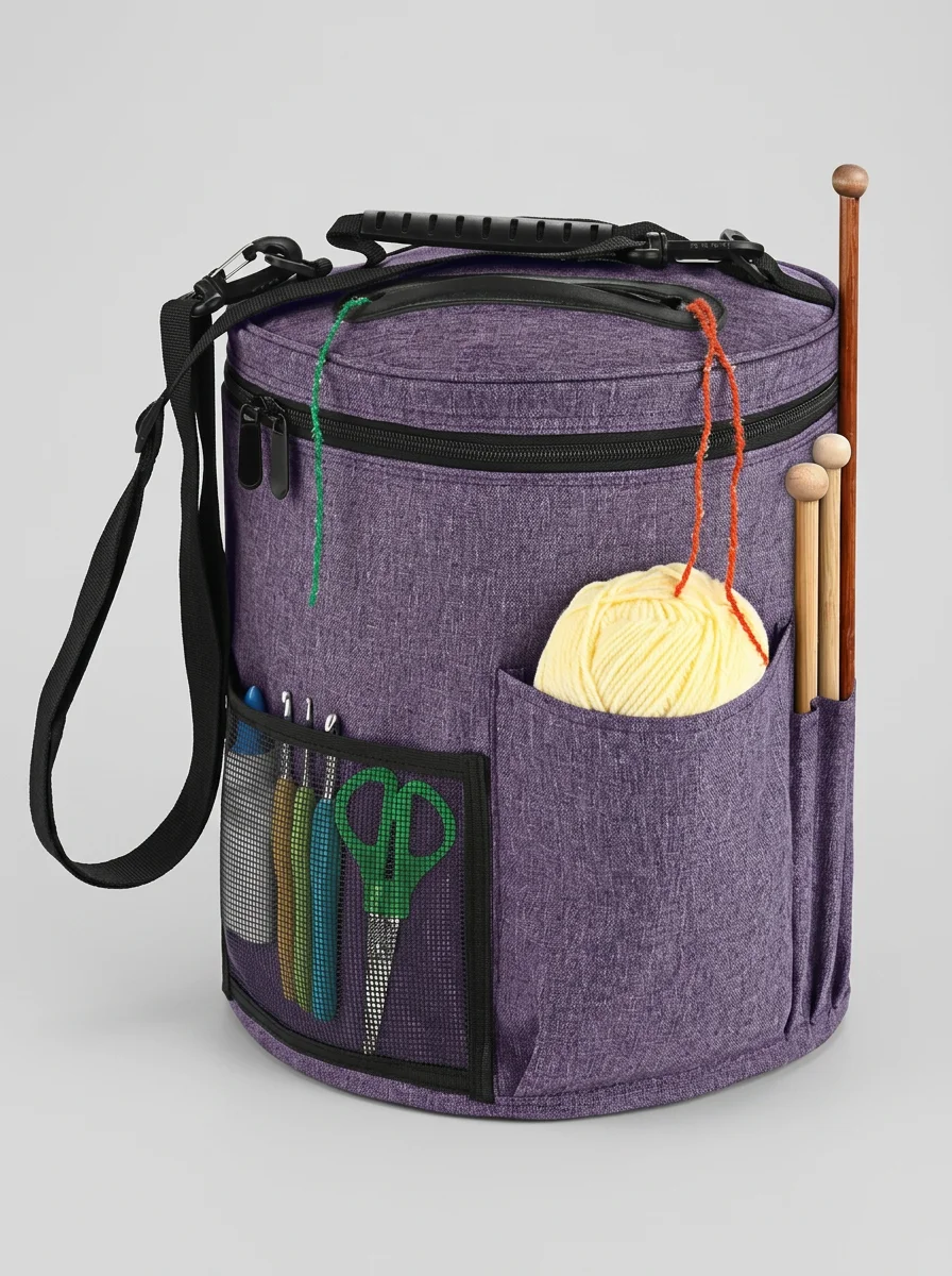 Sac à tricot toile grande capacité bandoulière pratique - Vue 10 - Sac à tricot
