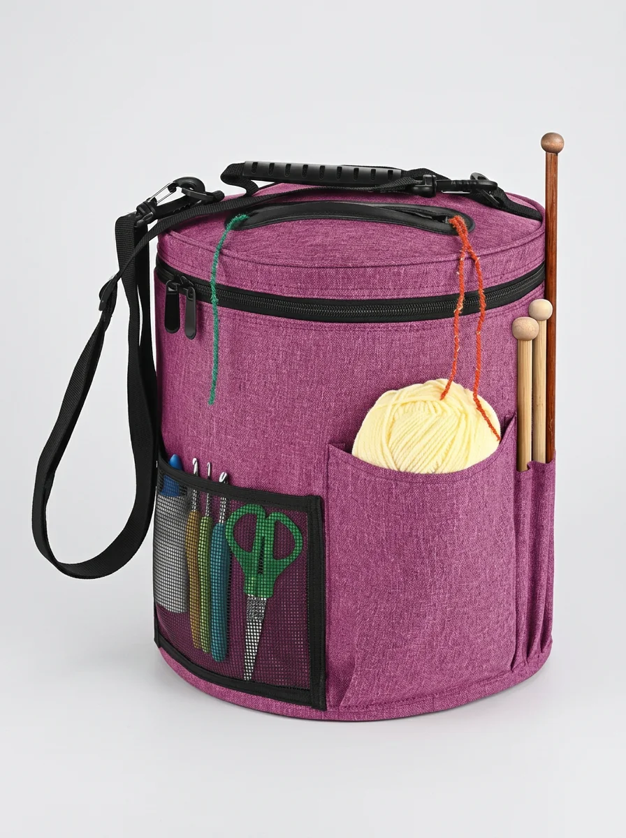 Sac à tricot toile grande capacité bandoulière pratique - Vue 11 - Sac à tricot
