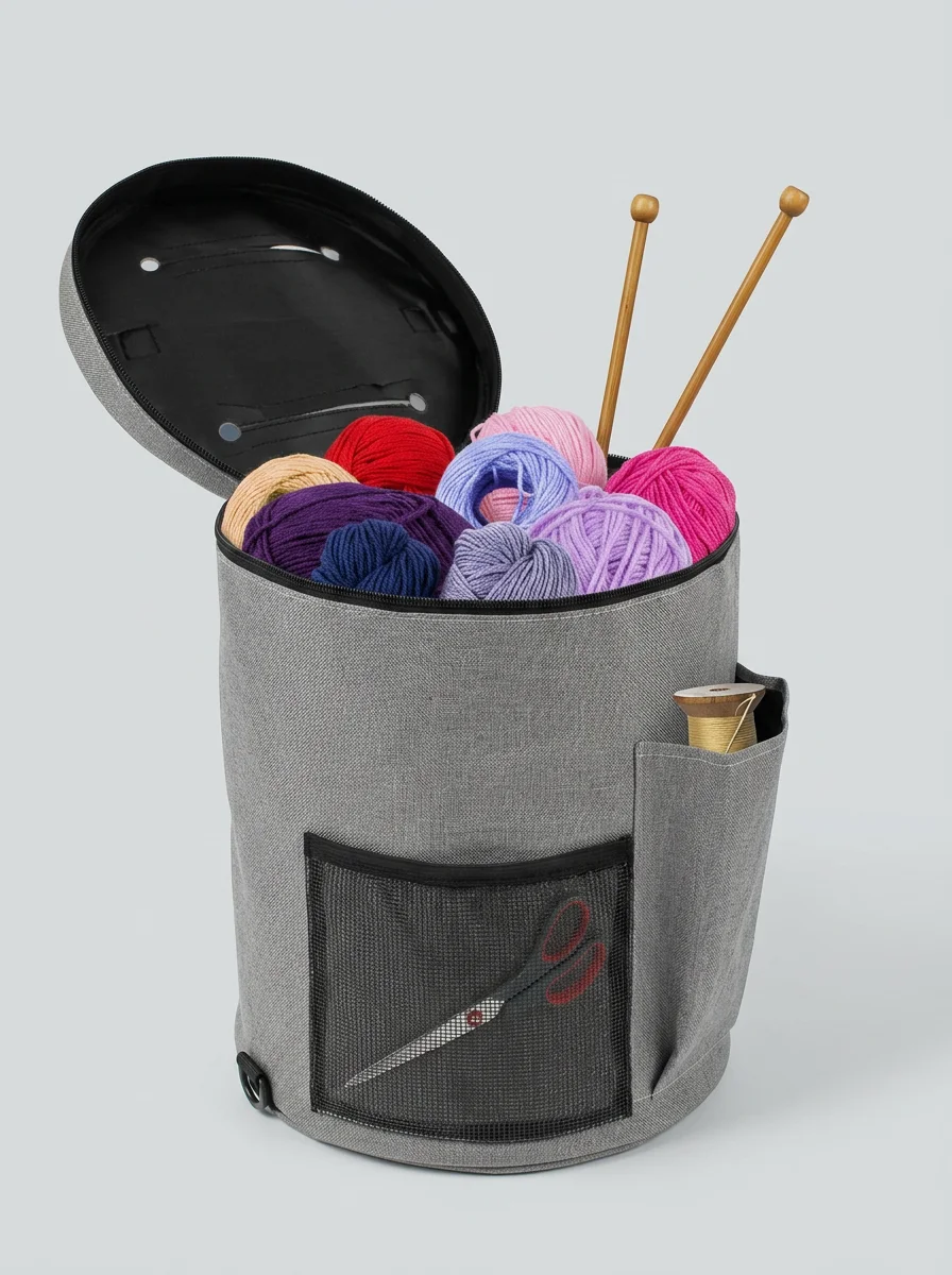 Sac à tricot toile grande capacité bandoulière pratique - Vue 8 - Sac à tricot