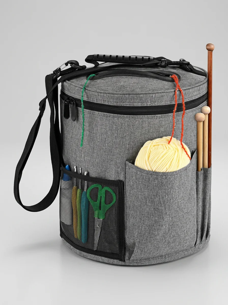 Sac à tricot toile grande capacité bandoulière pratique - Vue 9 - Sac à tricot