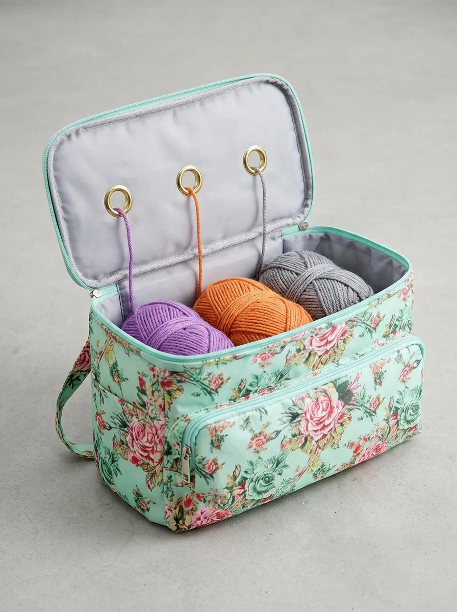 Sac à tricot toile oxford spacieux accessoires couture - Vue 2 - Sac à tricot