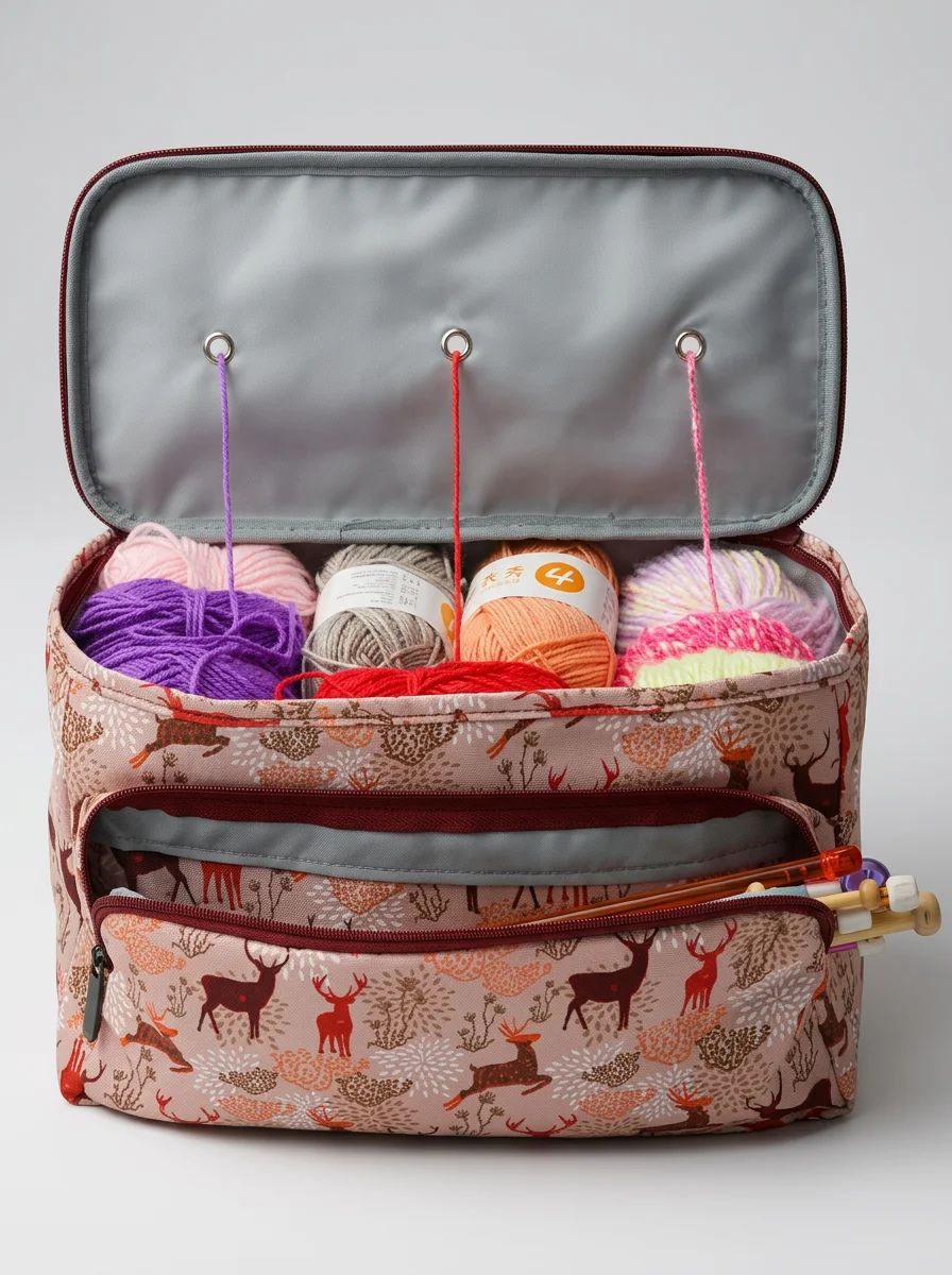 Sac à tricot toile oxford spacieux accessoires couture - Vue 6 - Sac à tricot