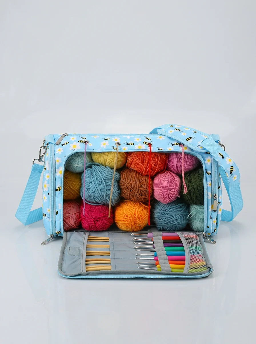 Sac à tricot toile oxford voyage multipoche - Vue 3 - Sac à tricot