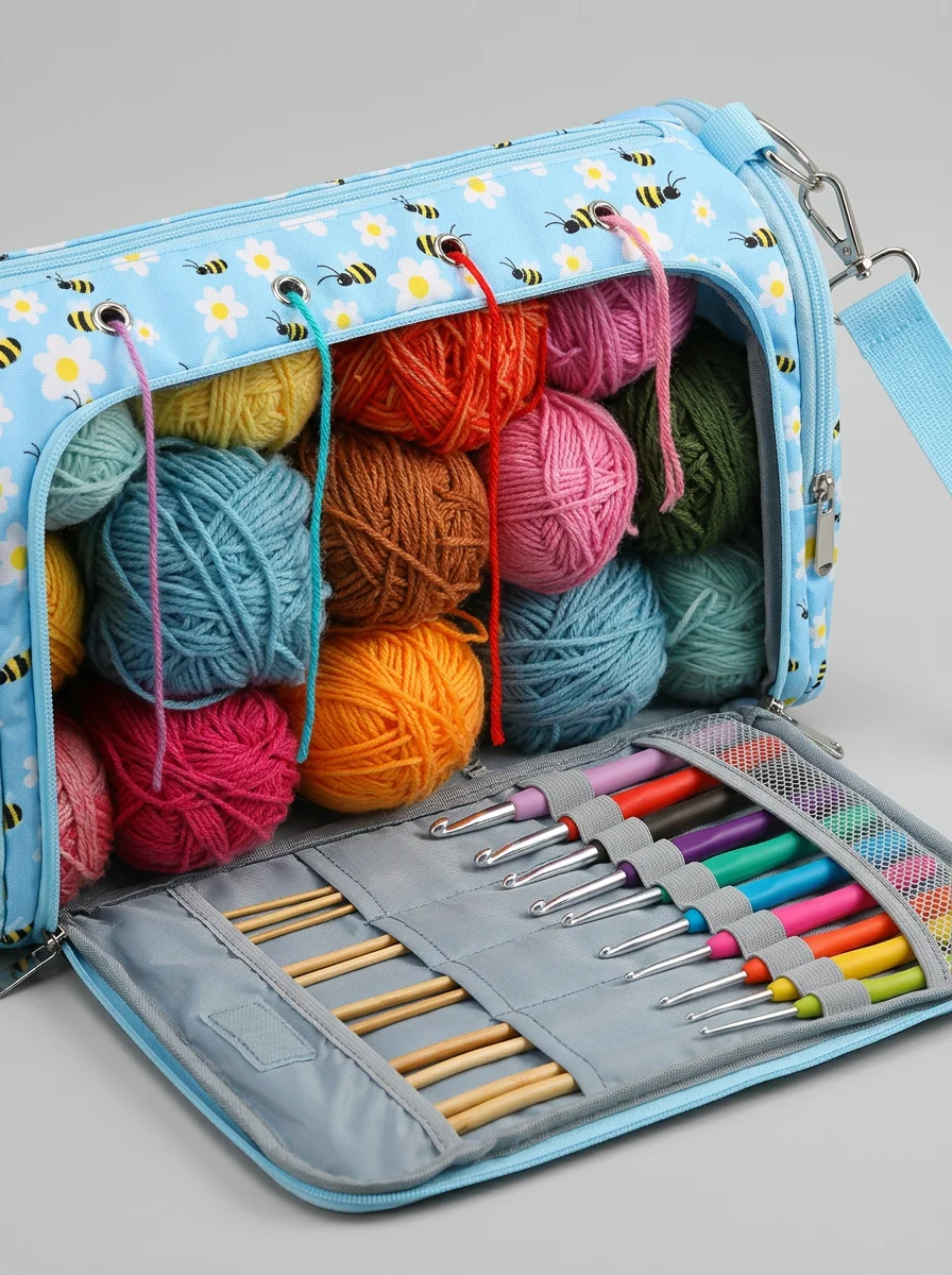 Sac à tricot toile oxford voyage multipoche - Vue 5 - Sac à tricot