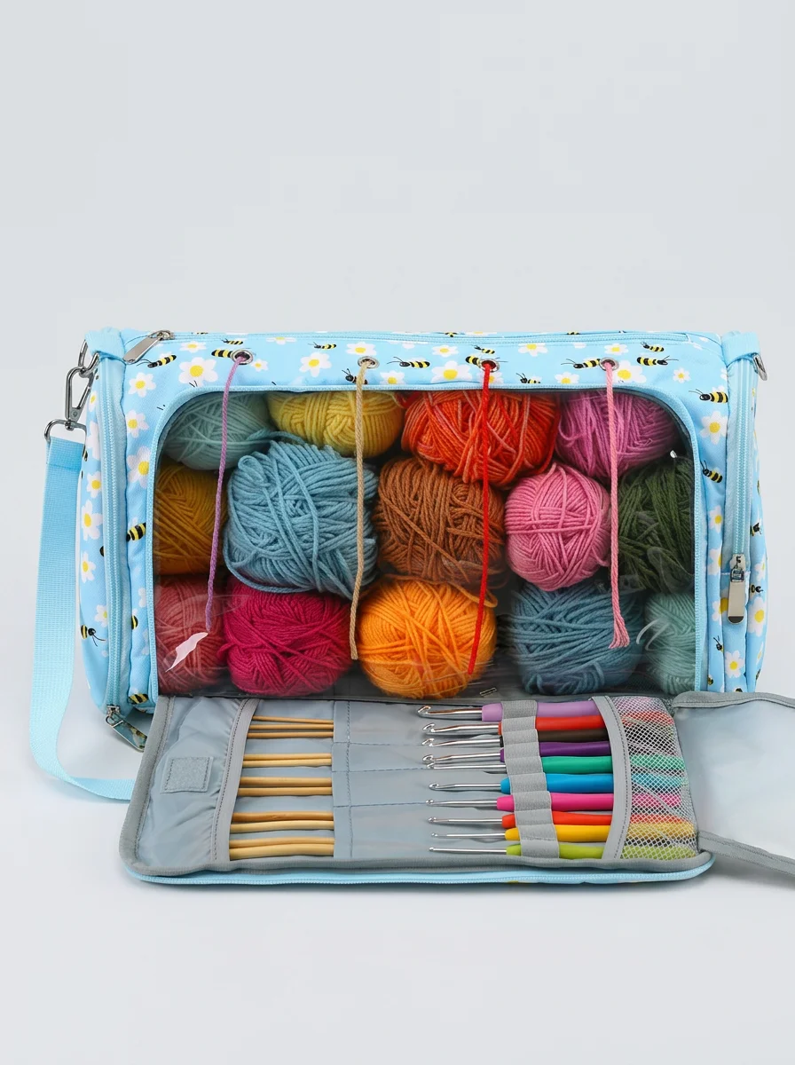 Sac à tricot toile oxford voyage multipoche - Vue 6 - Sac à tricot