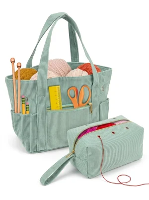 Sac à tricot velours côtelé duo organisateur voyage - Vue 1 - Sac à tricot