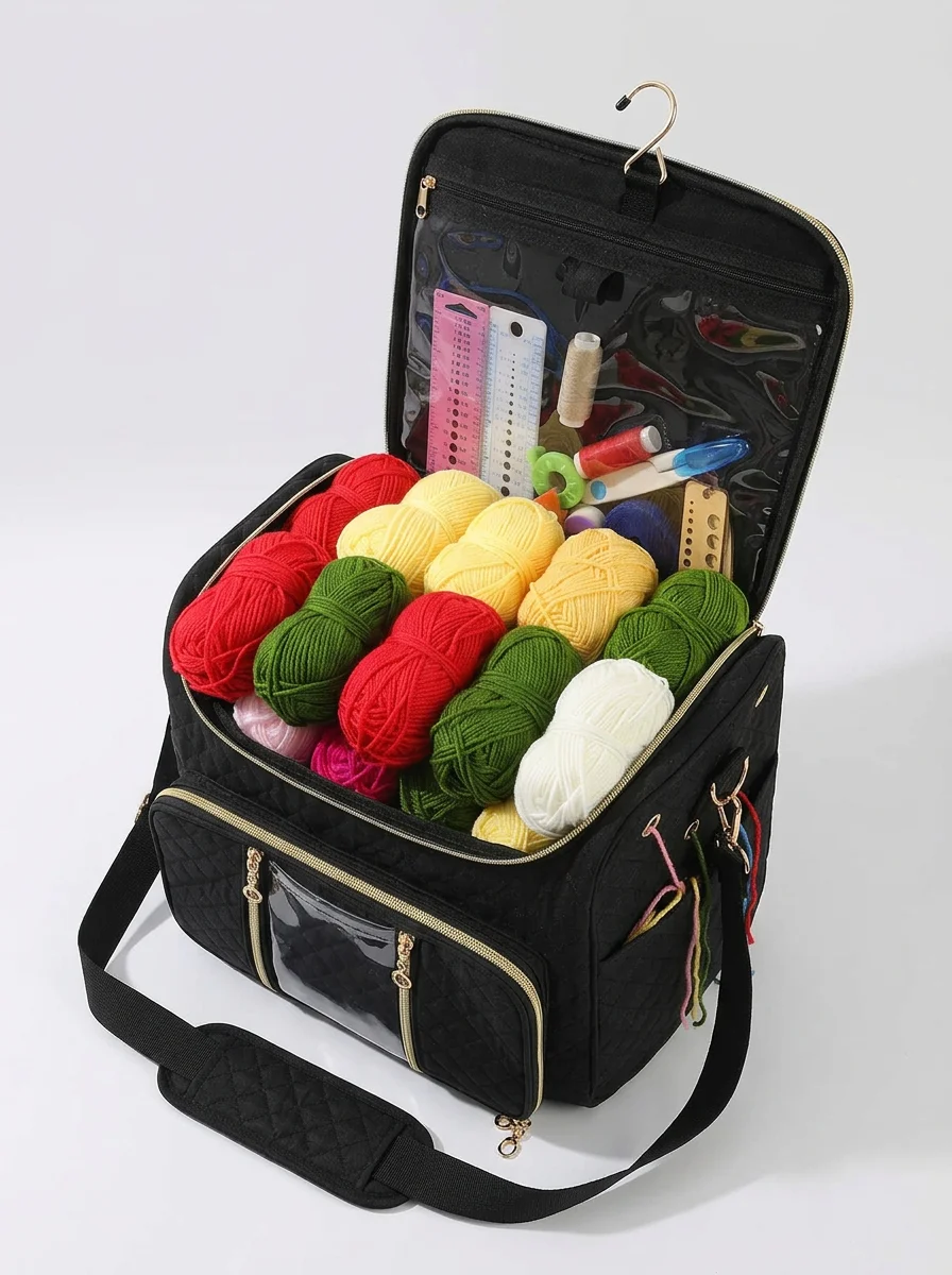 Sac à tricot volume généreux multifonctionnel crochet loisirs - Vue 2 - Sac à tricot