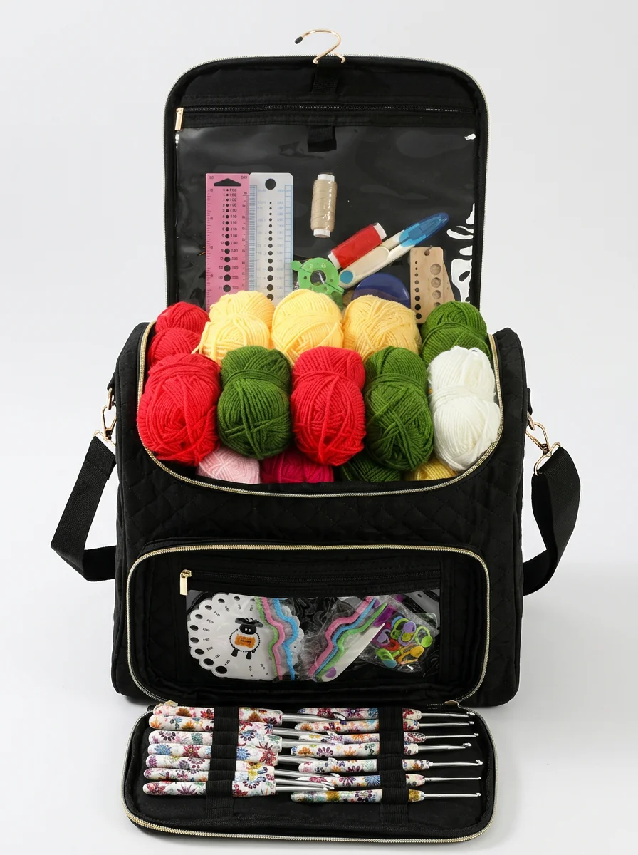 Sac à tricot volume généreux multifonctionnel crochet loisirs - Vue 7 - Sac à tricot